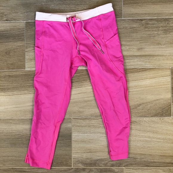 Lululemon Pink Crop Leggings with Pockets - Picture 1 of 4